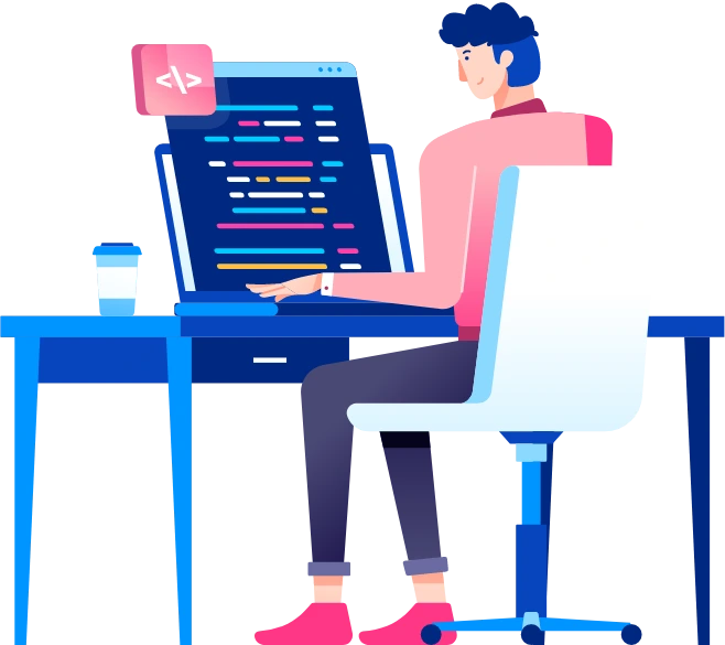 programista siedzący przy biurku